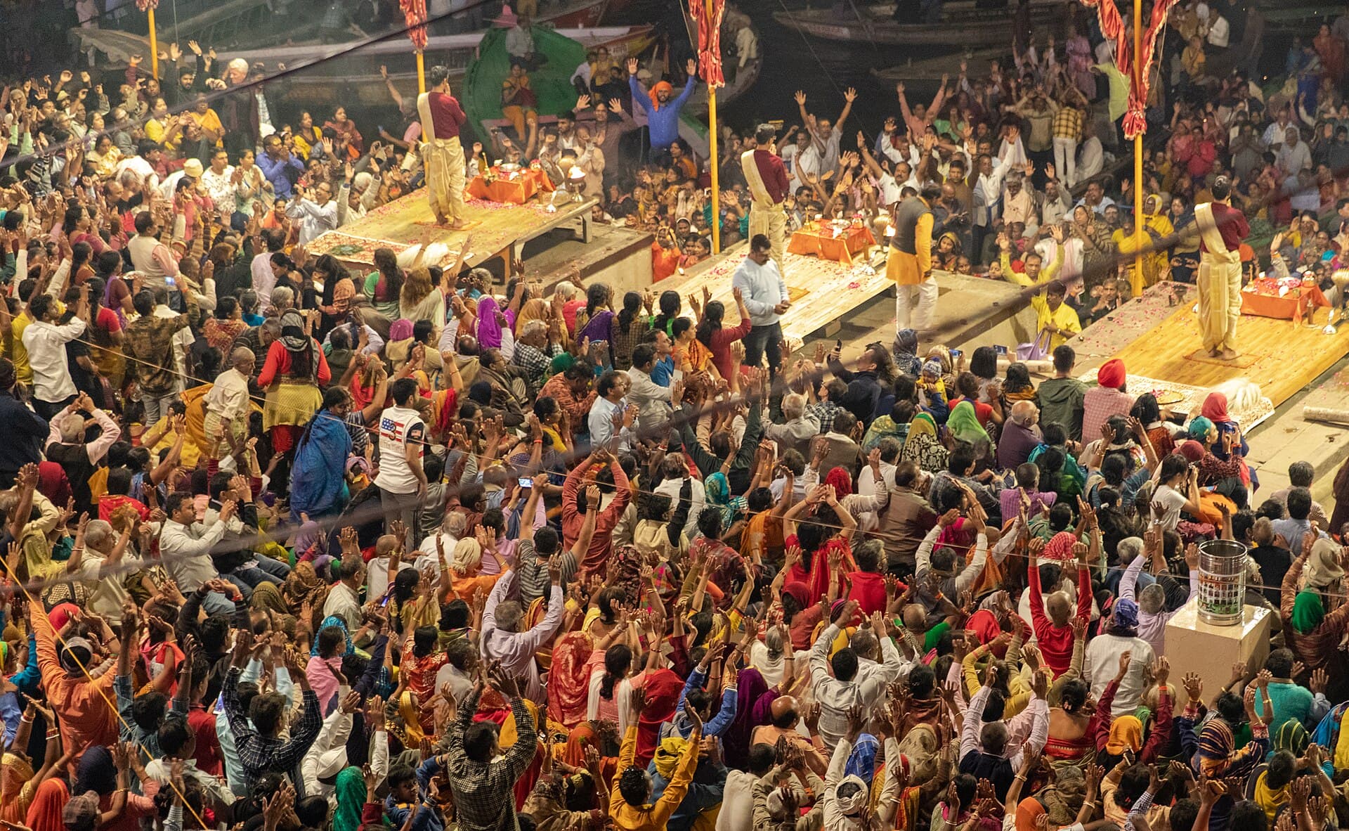 Evening aarti on the ghats at Kashi